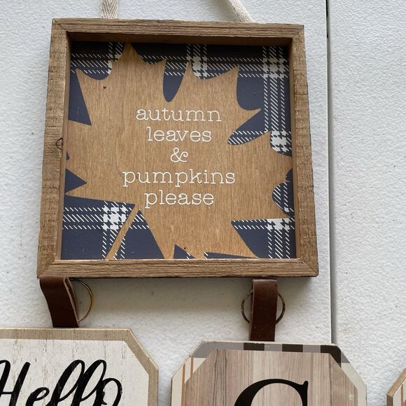 Holiday Home Decor, Fall Thanksgiving Autumn , Signs , Set Of 5 - Picture 2 of 4